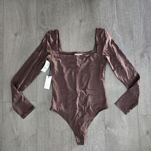 Babaton Brown Long Sleeve Bodysuit